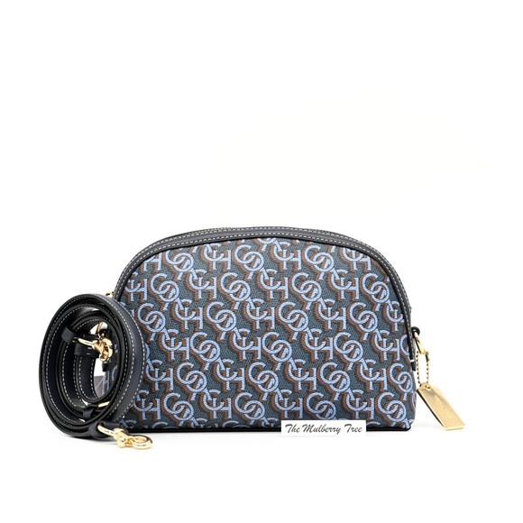 COACH MADI Crossbody w Navy Blue Canvas & Leather Monogram Print CF343 NWT $328 - Picture 1 of 9